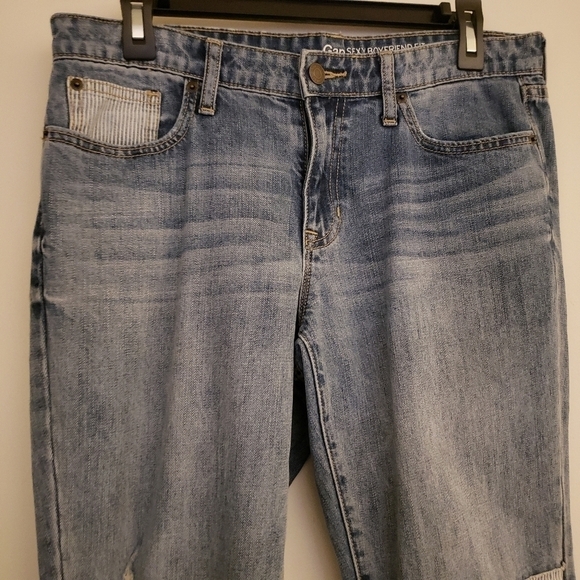 Gap Y2K Patchwork Denim Jeans Sexy Boyfriend Fit Womens Size 6 Medium Distressed - Picture 6 of 10